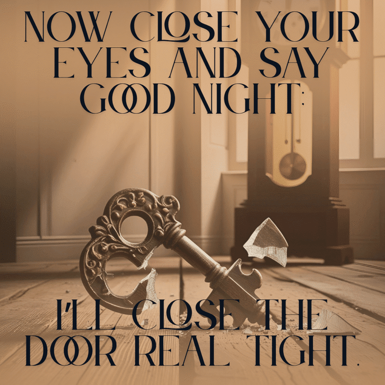 Now shut your eyes and say good night time; I’ll shut the door actual tight.