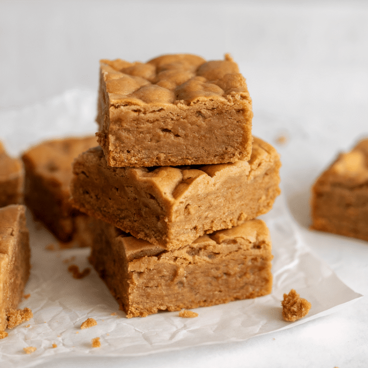 Vegan Peanut Butter Protein Blondies [grain-free + no added sugar] • Wholesome Helper