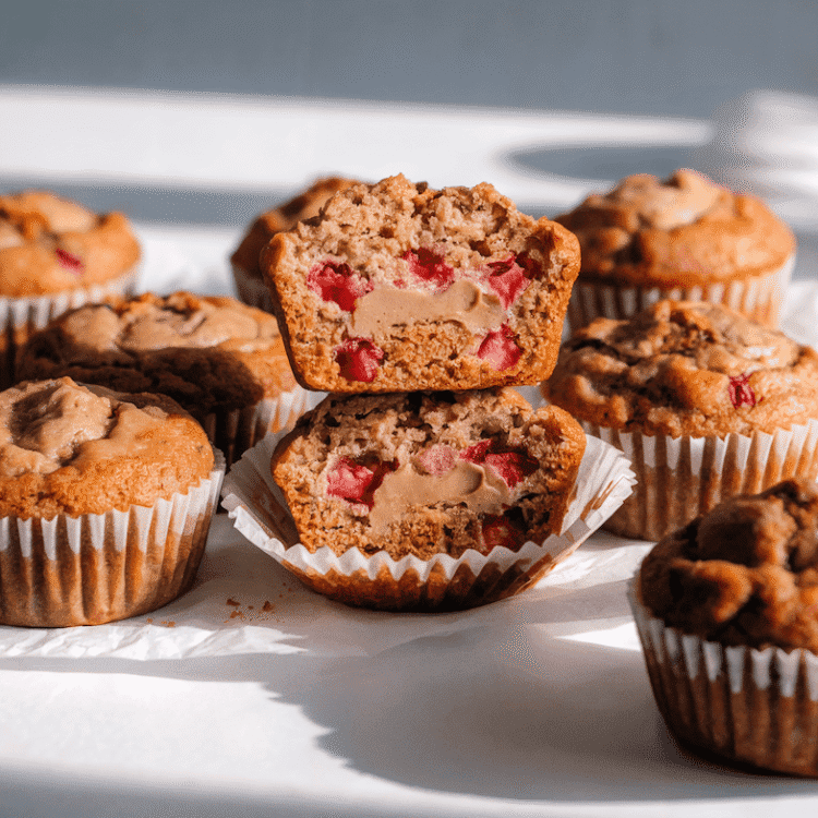 Wholesome Vegan Peanut Butter Strawberry Muffins