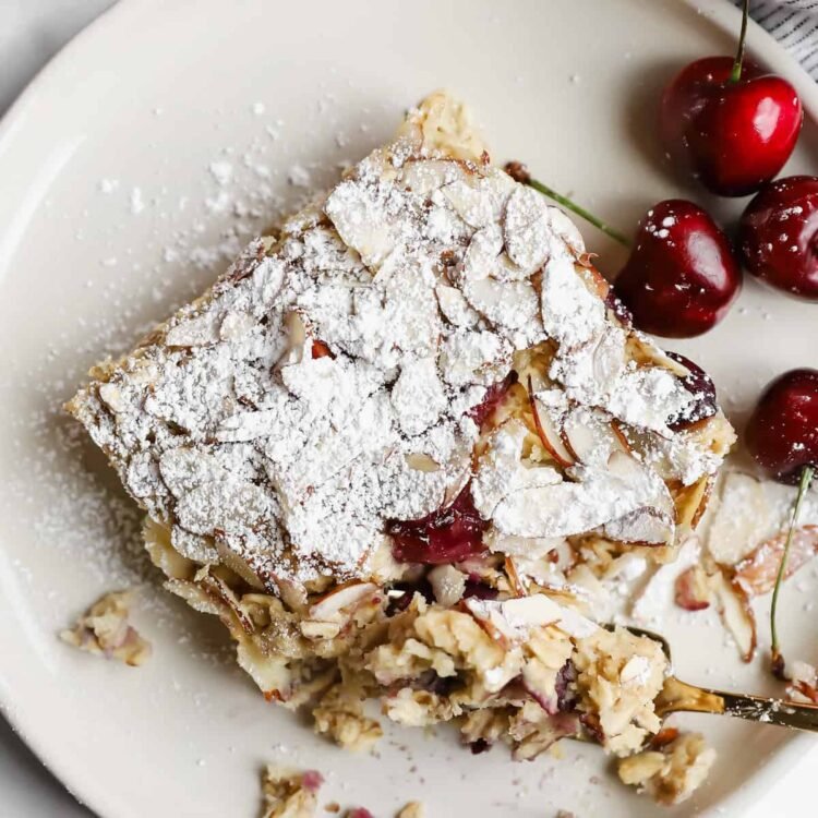 Cherry Almond Croissant Baked Oats