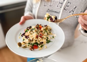 Olive Salad Recipe with Feta, Peppers, and Orzo • Kath Eats