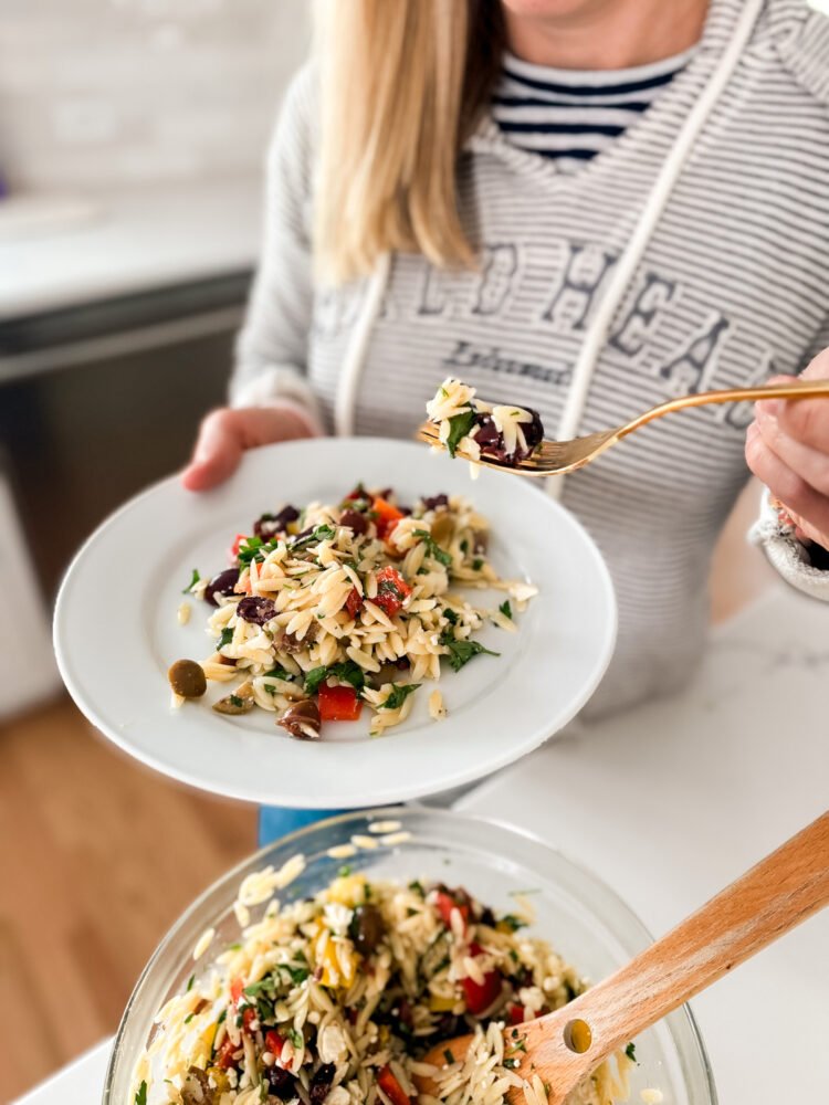 Olive Salad Recipe with Feta, Peppers, and Orzo • Kath Eats