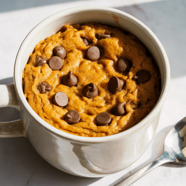 Wholesome Excessive-Protein Pumpkin Chocolate Chip Mugcake