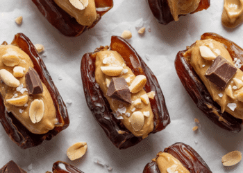 Snickers Stuffed Dates [vegan + no added sugar] • Wholesome Helper