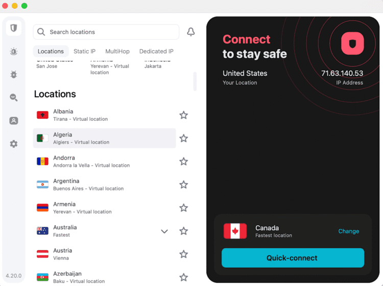Methods to change location with a VPN