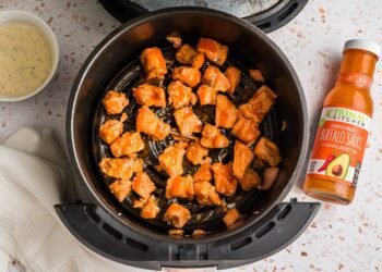 Air Fryer Buffalo Salmon Bites (Simple 10 Minute Dinner)