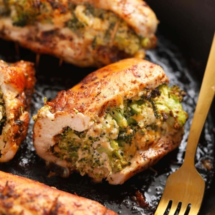 Broccoli and Cheese Stuffed Hen Breasts