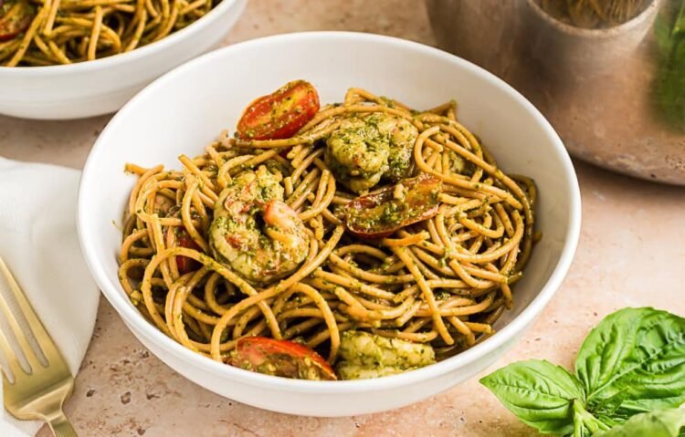 Pesto Shrimp Pasta (Straightforward 15 Minute Dinner)