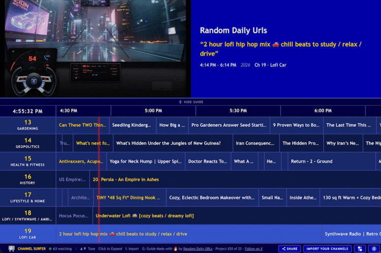 This net app enables you to ‘channel surf’ YouTube like a ’90s child watching cable