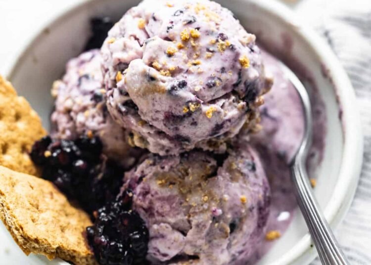 Cottage Cheese Ice Cream (Blackberry Cheesecake)