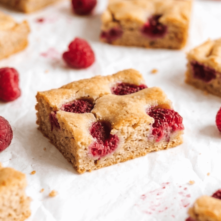 Lemon Raspberry Almond Flour Bars [high-protein + grain-free] • Wholesome Helper