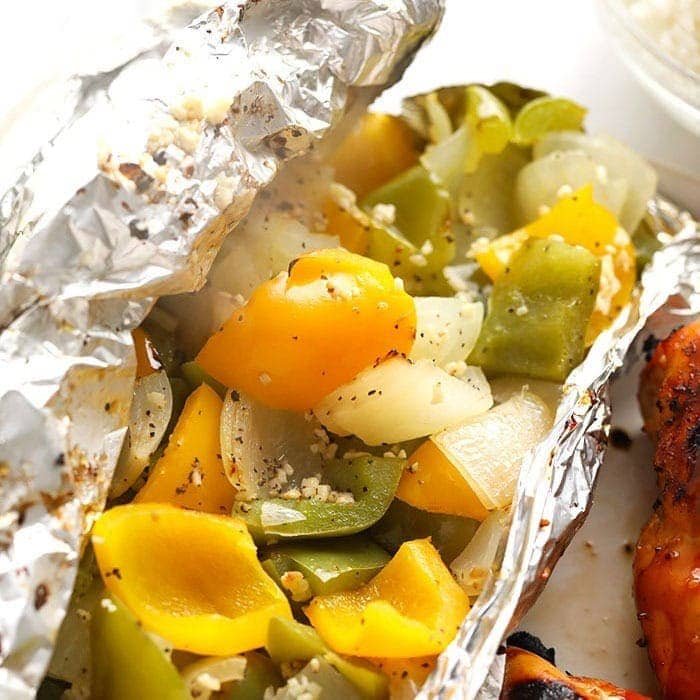 Simple Grilled Peppers and Onions (Foil Pack!)