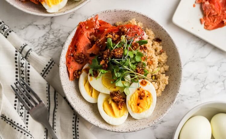 Simple Smoked Salmon Quinoa Bowls