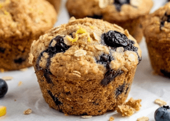 Vegan Blueberry Lemon Oat Muffins [gluten-free + no added sugar] • Wholesome Helper