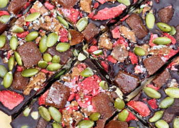 Darkish Chocolate Superfood Bedtime Bark [vegan + gluten-free] • Wholesome Helper