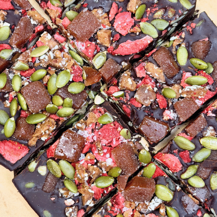 Darkish Chocolate Superfood Bedtime Bark [vegan + gluten-free] • Wholesome Helper