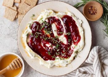 Goat Cheese Dip with Raspberry Jam & Scorching Honey (5 Minutes!)