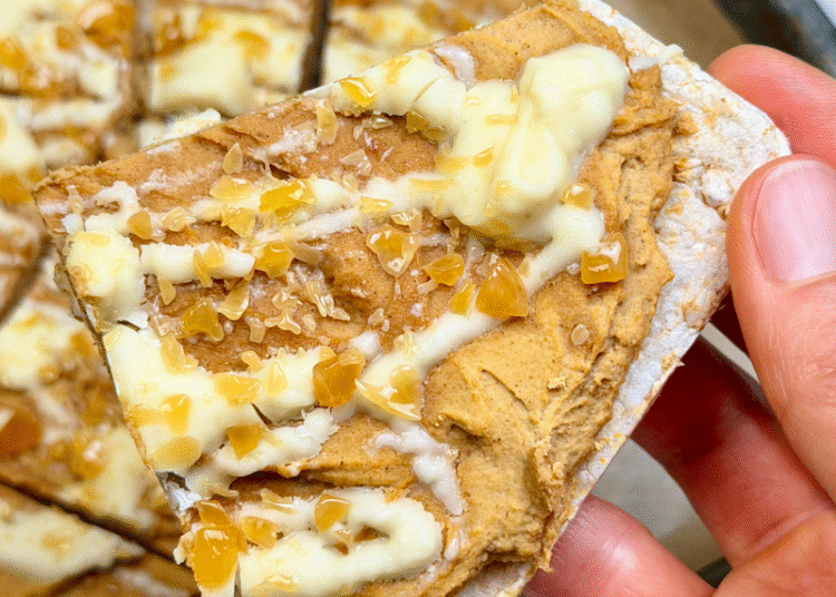 No-Bake Pumpkin Spice Latte Protein Rice Cake Bark [no added sugar + gluten-free] • Wholesome Helper