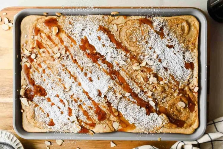Sheet Pan Almond Croissant Pancakes (Straightforward Brunch!)